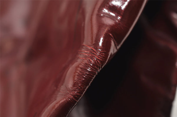 Authentic GUCCI Vintage Shoulder Tote Bag Enamel Bordeaux Red 5200I