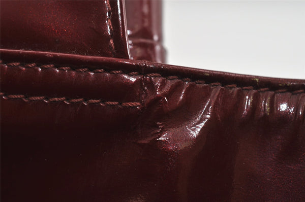 Authentic GUCCI Vintage Shoulder Tote Bag Enamel Bordeaux Red 5200I