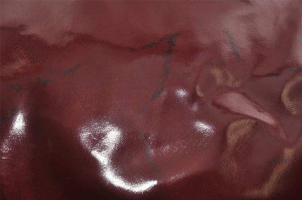 Authentic GUCCI Vintage Shoulder Tote Bag Enamel Bordeaux Red 5200I