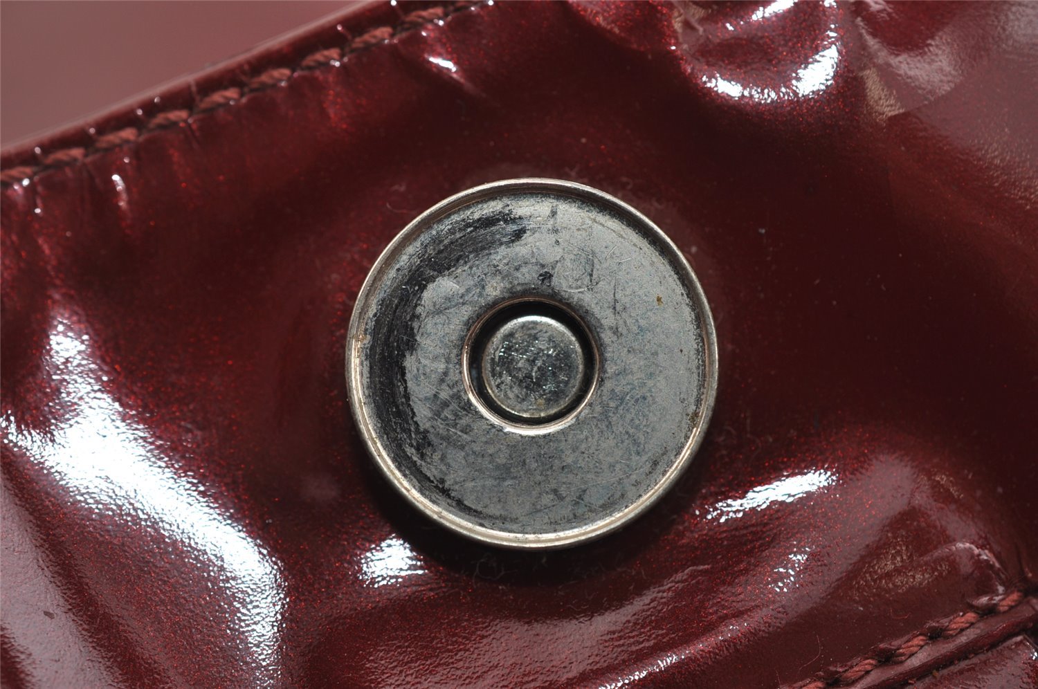 Authentic GUCCI Vintage Shoulder Tote Bag Enamel Bordeaux Red 5200I