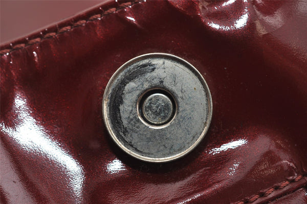 Authentic GUCCI Vintage Shoulder Tote Bag Enamel Bordeaux Red 5200I