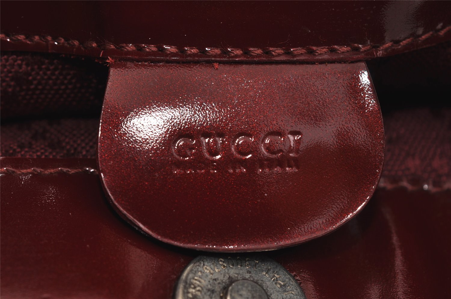 Authentic GUCCI Vintage Shoulder Tote Bag Enamel Bordeaux Red 5200I