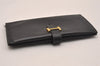 Authentic HERMES Bearn Classic Vintage Leather Long Wallet Purse Black 5200J