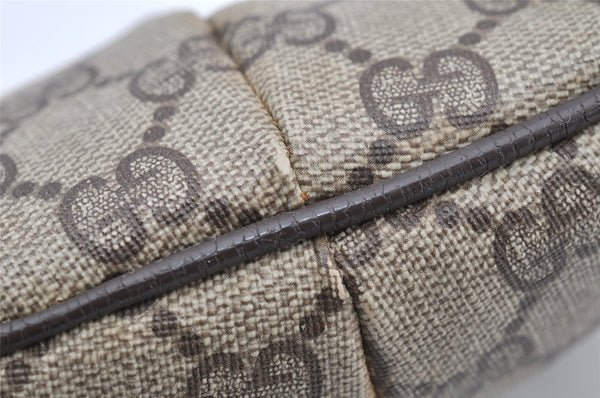 Authentic GUCCI Vintage Pouch Purse GG PVC Leather Brown Junk 5201I