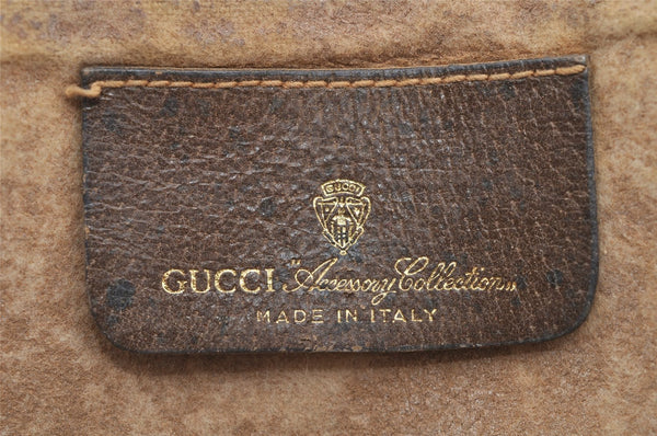 Authentic GUCCI Vintage Pouch Purse GG PVC Leather Brown Junk 5201I