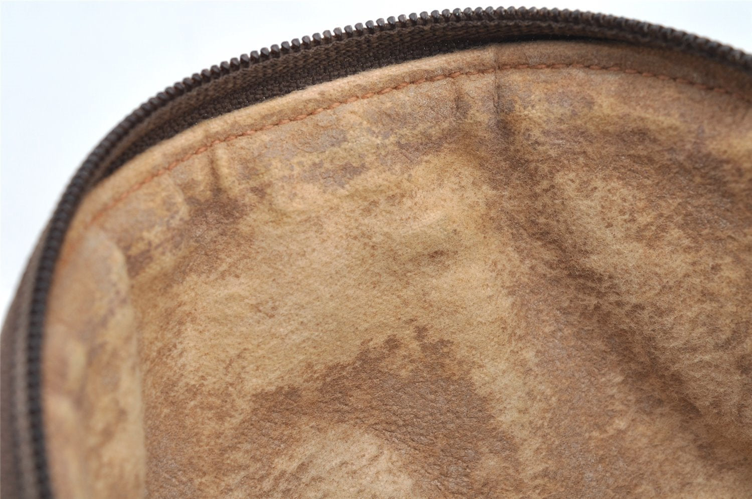 Authentic GUCCI Vintage Pouch Purse GG PVC Leather Brown Junk 5201I