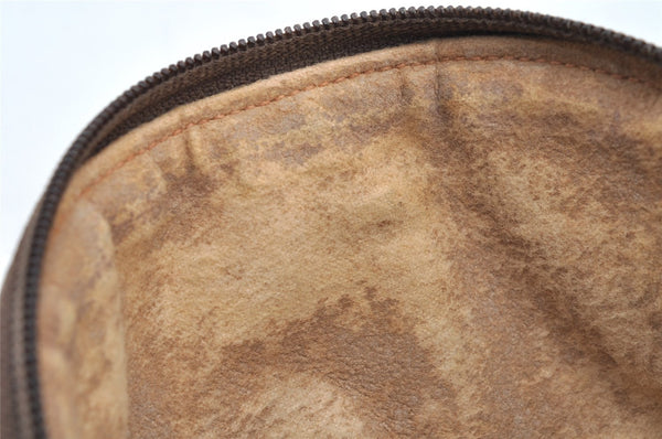 Authentic GUCCI Vintage Pouch Purse GG PVC Leather Brown Junk 5201I