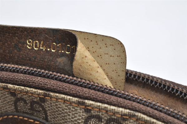 Authentic GUCCI Vintage Pouch Purse GG PVC Leather Brown Junk 5201I