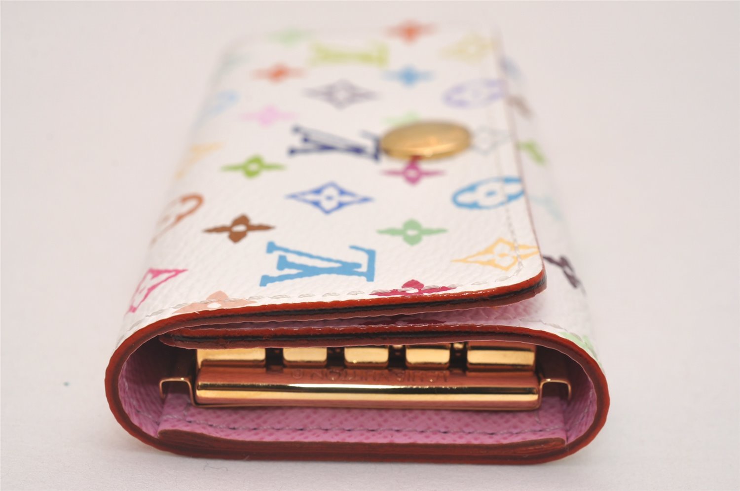 Auth Louis Vuitton Monogram Multicolor Multicles 4 Key Case White Pink Box 5203J
