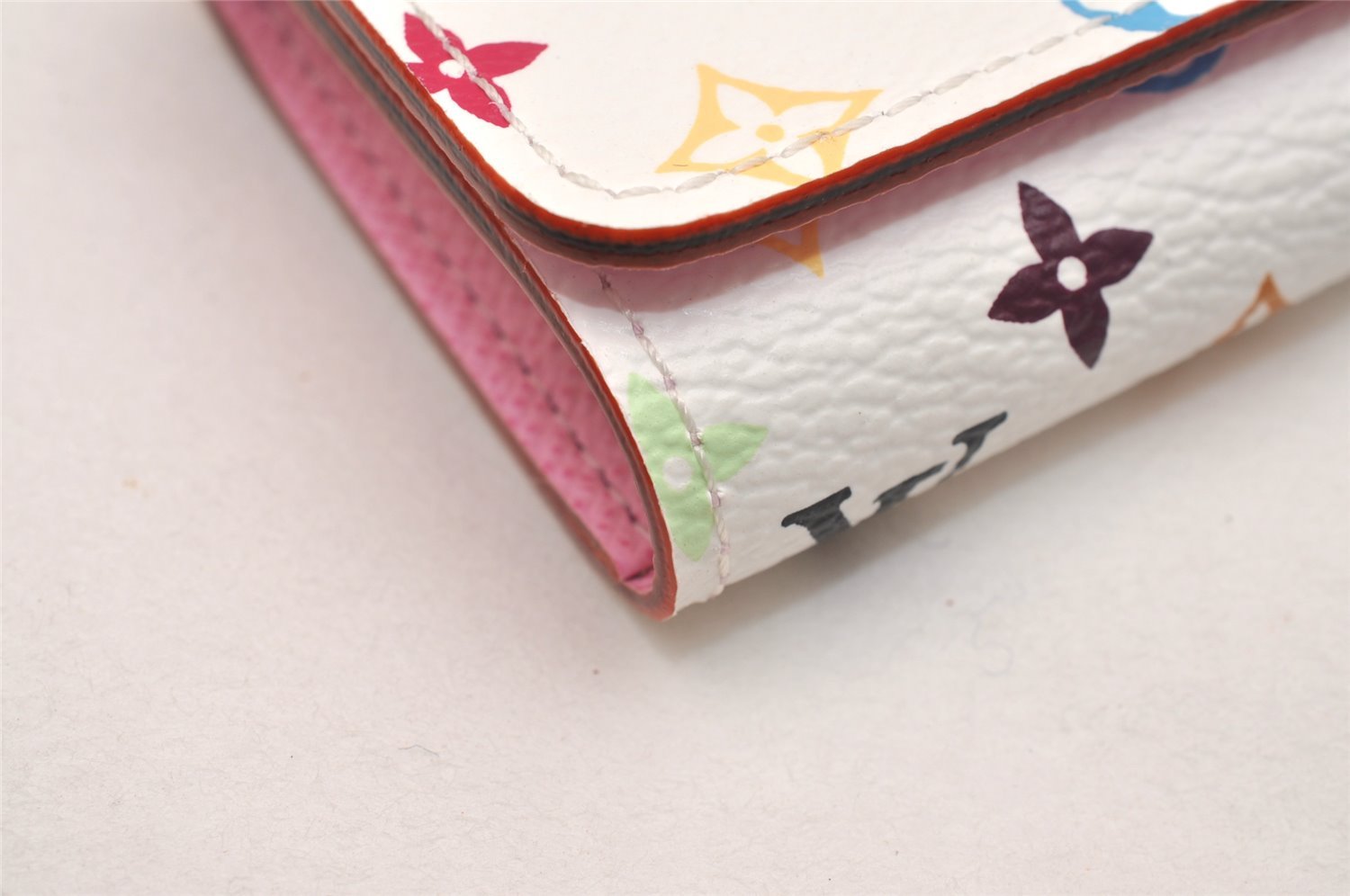 Auth Louis Vuitton Monogram Multicolor Multicles 4 Key Case White Pink Box 5203J