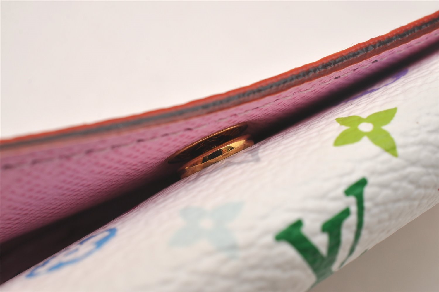 Auth Louis Vuitton Monogram Multicolor Multicles 4 Key Case White Pink Box 5203J