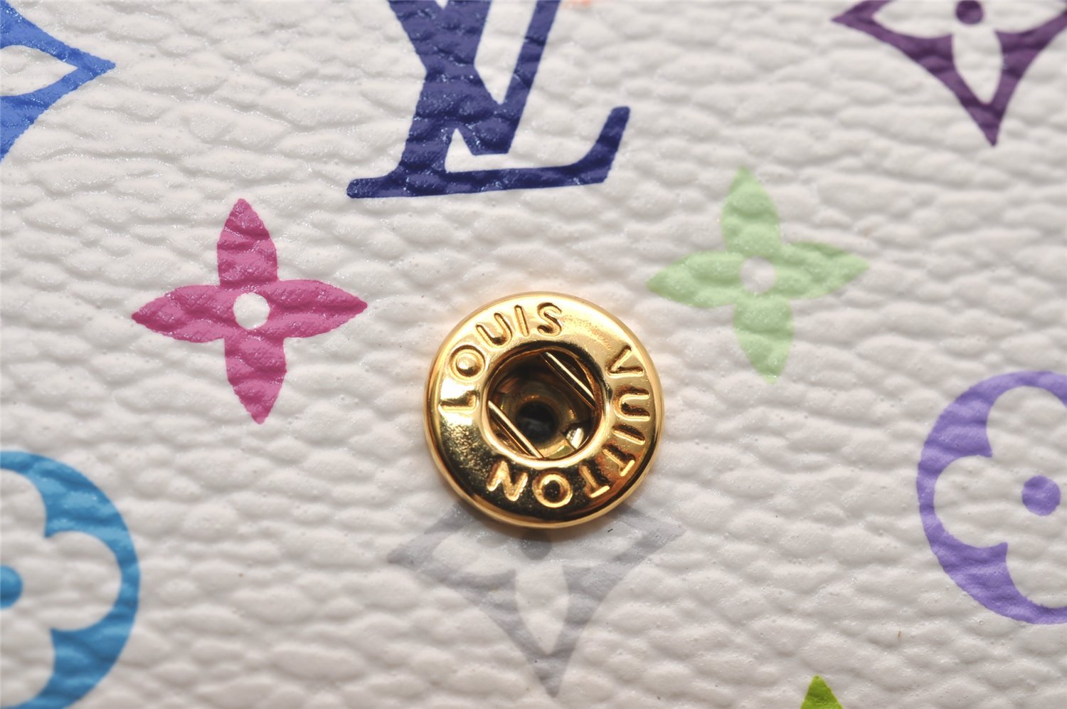 Auth Louis Vuitton Monogram Multicolor Multicles 4 Key Case White Pink Box 5203J