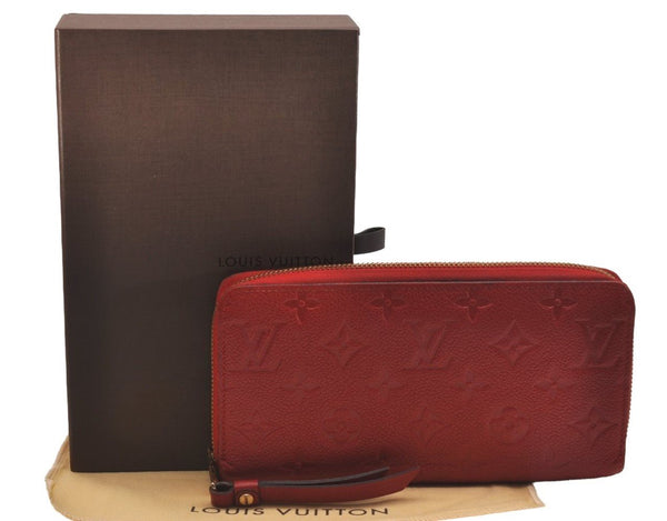 Authentic Louis Vuitton Monogram Empreinte Zippy Wallet Red M60547 LV Box 5205J