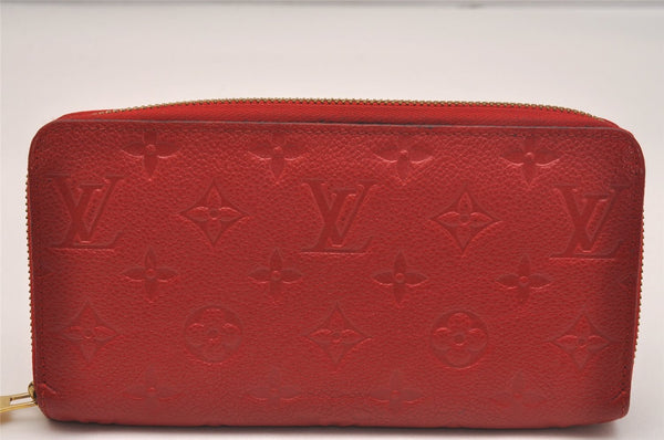 Authentic Louis Vuitton Monogram Empreinte Zippy Wallet Red M60547 LV Box 5205J