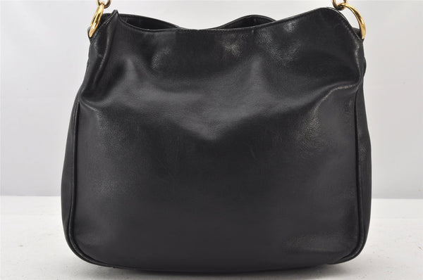 Authentic GUCCI Vintage Bamboo 2Way Shoulder Hand Bag Leather Black Junk 5205K