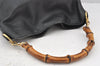 Authentic GUCCI Vintage Bamboo 2Way Shoulder Hand Bag Leather Black Junk 5205K