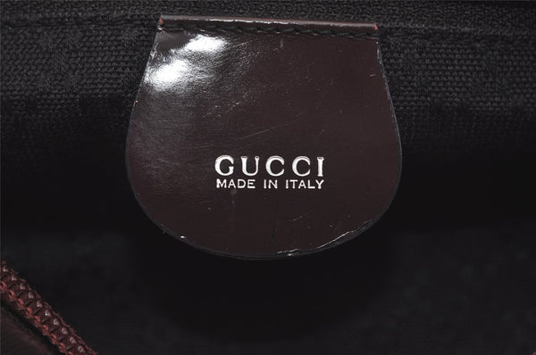 Authentic GUCCI Bamboo 2Way Shoulder Hand Bag Purse Nylon Leather Wine Red 5206I