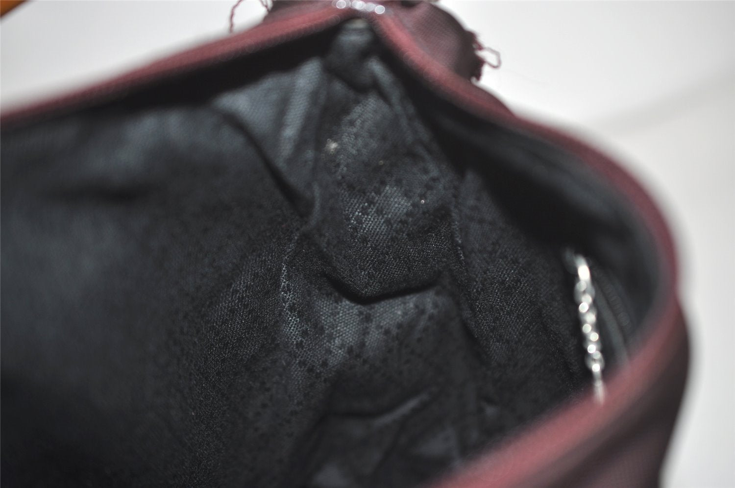 Authentic GUCCI Bamboo 2Way Shoulder Hand Bag Purse Nylon Leather Wine Red 5206I