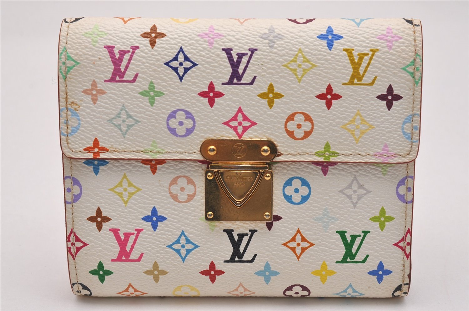 Auth Louis Vuitton Monogram Multicolor Portefeuille Koala Wallet White Box 5206J