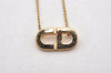 Authentic Christian Dior Gold Tone Chain Pendant Necklace CD Junk 5206K