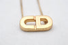 Authentic Christian Dior Gold Tone Chain Pendant Necklace CD Junk 5206K