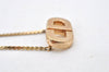 Authentic Christian Dior Gold Tone Chain Pendant Necklace CD Junk 5206K