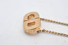 Authentic Christian Dior Gold Tone Chain Pendant Necklace CD Junk 5206K