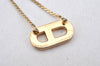 Authentic Christian Dior Gold Tone Chain Pendant Necklace CD Junk 5206K