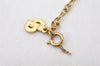 Authentic Christian Dior Gold Tone Chain Pendant Necklace CD Junk 5206K