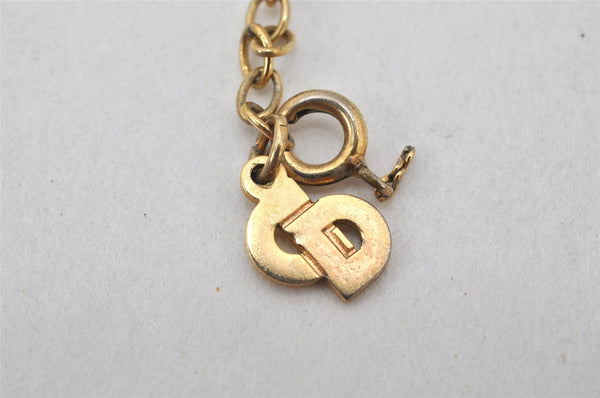 Authentic Christian Dior Gold Tone Chain Pendant Necklace CD Junk 5206K