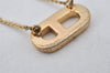 Authentic Christian Dior Gold Tone Chain Pendant Necklace CD Junk 5206K