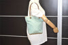 Authentic GUCCI Vintage Tote Bag GG Canvas Leather 0021099 Light Blue 5207I