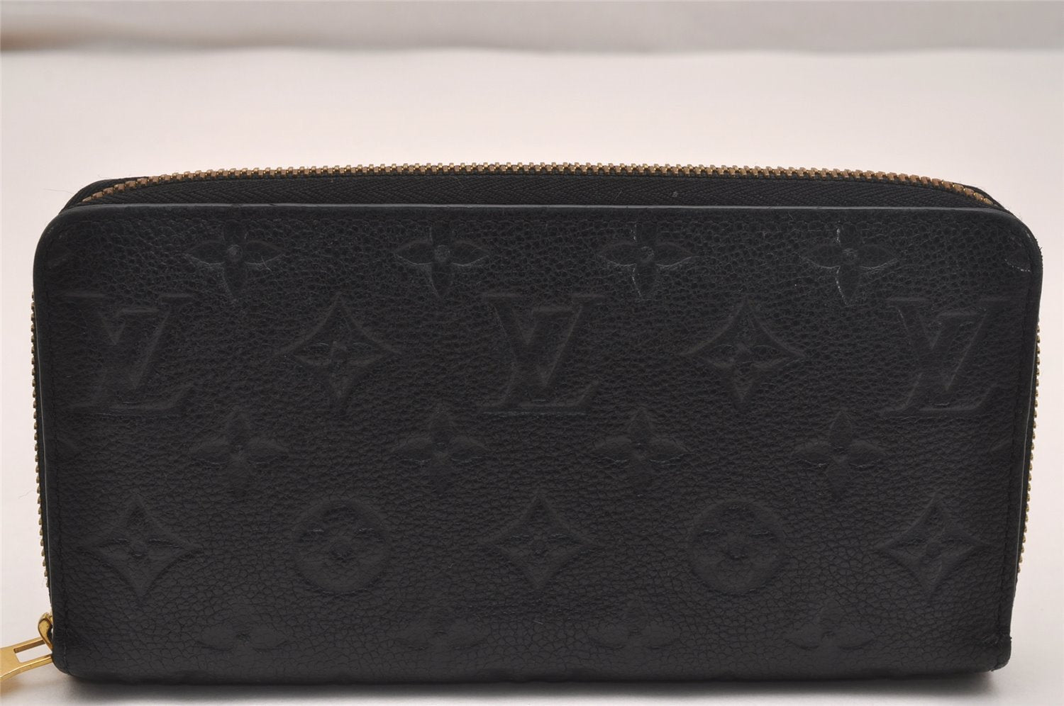 Authentic Louis Vuitton Monogram Empreinte Zippy Wallet Black M61864 LV 5207J