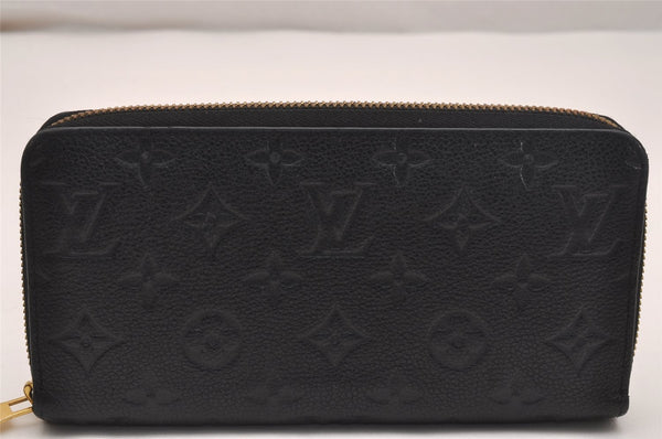 Authentic Louis Vuitton Monogram Empreinte Zippy Wallet Black M61864 LV 5207J