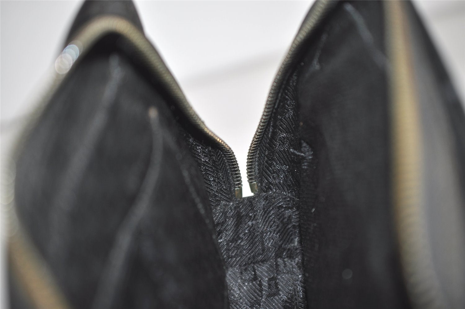 Authentic GUCCI Vintage Clutch Hand Bag Purse Nylon Leather 108844 Black 5208I