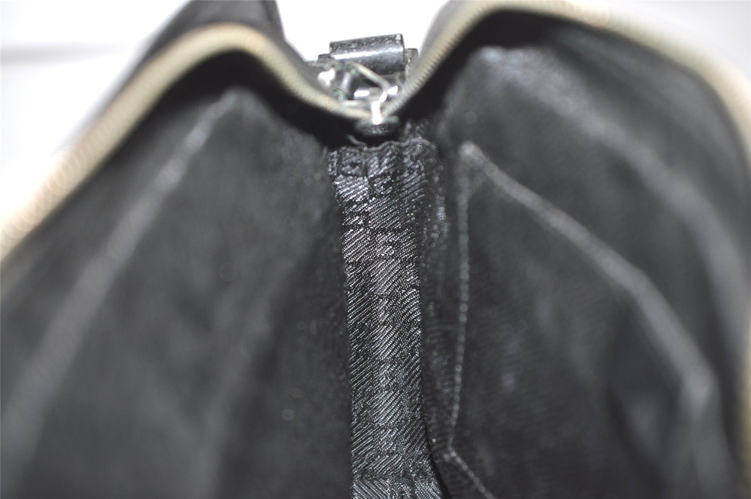 Authentic GUCCI Vintage Clutch Hand Bag Purse Nylon Leather 108844 Black 5208I