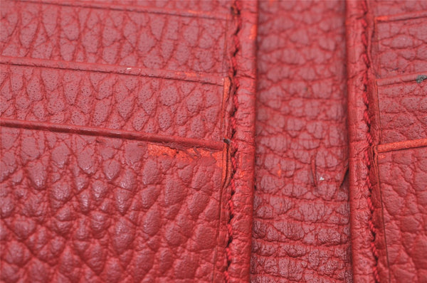 Authentic GUCCI Interlocking G Bifold Wallet Purse Leather 615525 Red Box 5208J