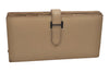 Authentic HERMES Bearn Soufflet Vintage Leather Long Wallet Purse Beige 5209J