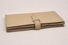 Authentic HERMES Bearn Soufflet Vintage Leather Long Wallet Purse Beige 5209J