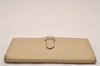 Authentic HERMES Bearn Soufflet Vintage Leather Long Wallet Purse Beige 5209J