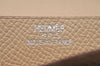 Authentic HERMES Bearn Soufflet Vintage Leather Long Wallet Purse Beige 5209J