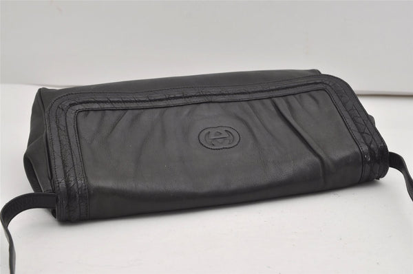 Authentic GUCCI Vintage Shoulder Cross Body Bag Purse Leather Black 5210I
