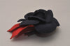 Authentic CHANEL Camellia Corsage Brooch Nylon Navy Blue Red 5210J