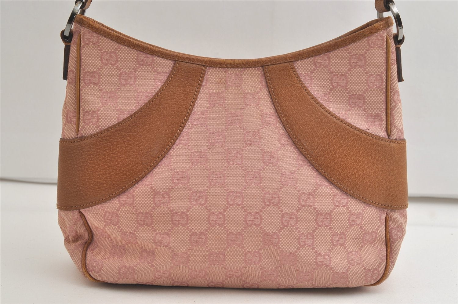 Authentic GUCCI Shoulder Hand Bag Purse GG Canvas Leather 113012 Pink 5210K
