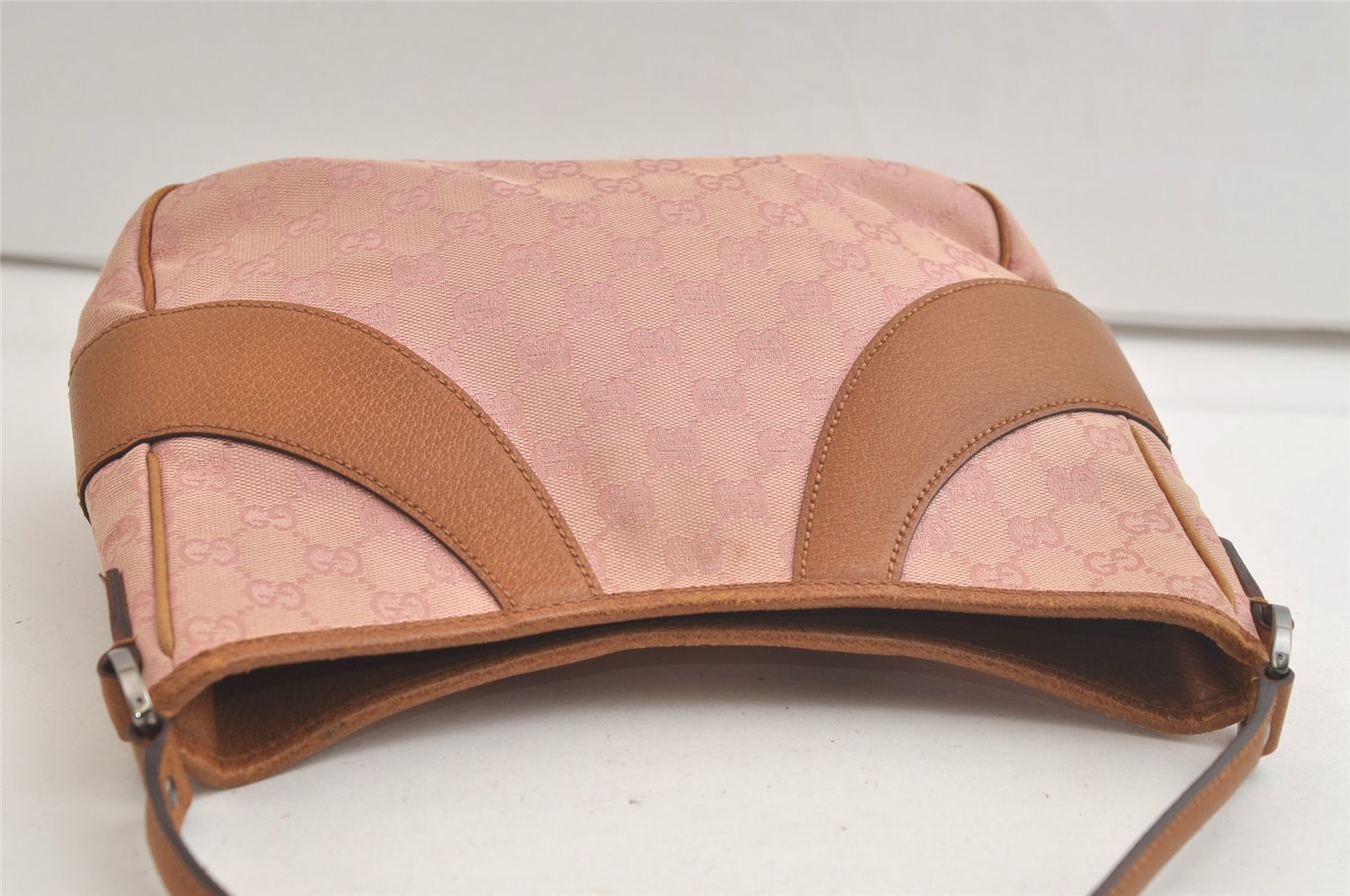 Authentic GUCCI Shoulder Hand Bag Purse GG Canvas Leather 113012 Pink 5210K
