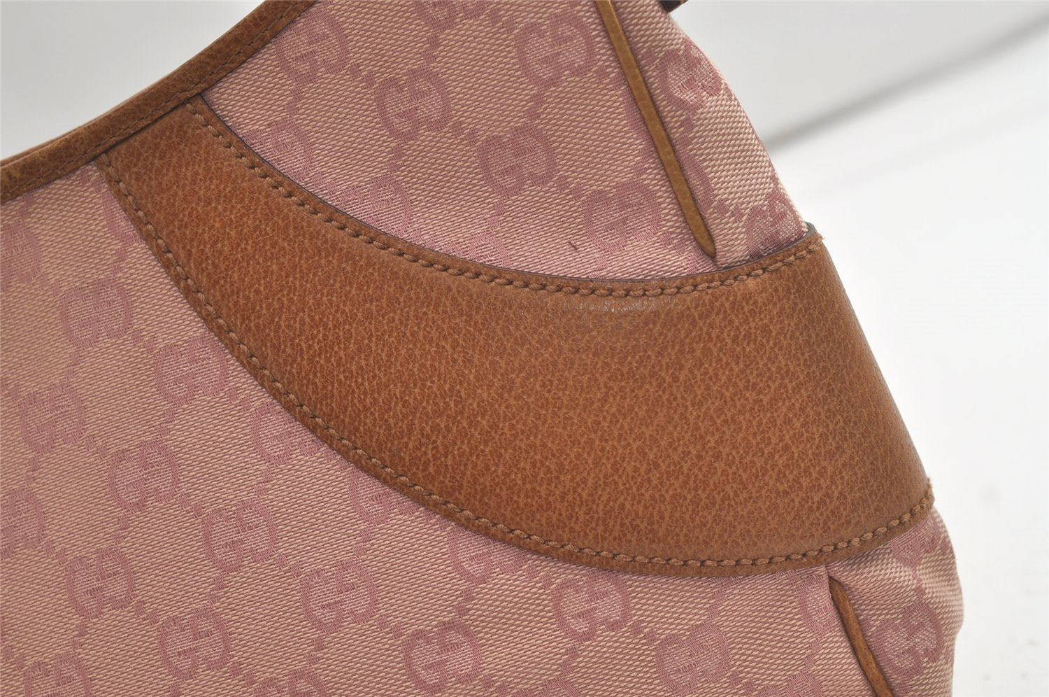 Authentic GUCCI Shoulder Hand Bag Purse GG Canvas Leather 113012 Pink 5210K