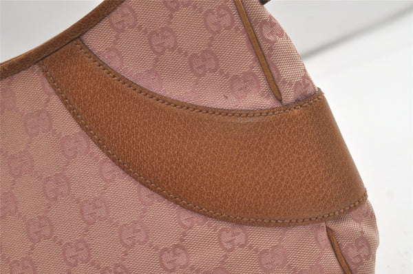 Authentic GUCCI Shoulder Hand Bag Purse GG Canvas Leather 113012 Pink 5210K