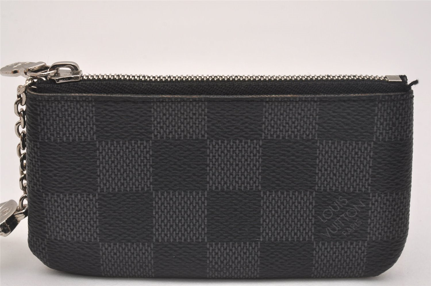 Authentic Louis Vuitton Damier Graphite Pochette Cles Coin Case N60155 Box 5211J