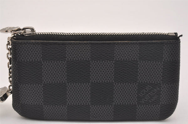 Authentic Louis Vuitton Damier Graphite Pochette Cles Coin Case N60155 Box 5211J