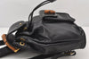 Authentic GUCCI Vintage Bamboo Drawstring Backpack Purse Leather Black 5211K